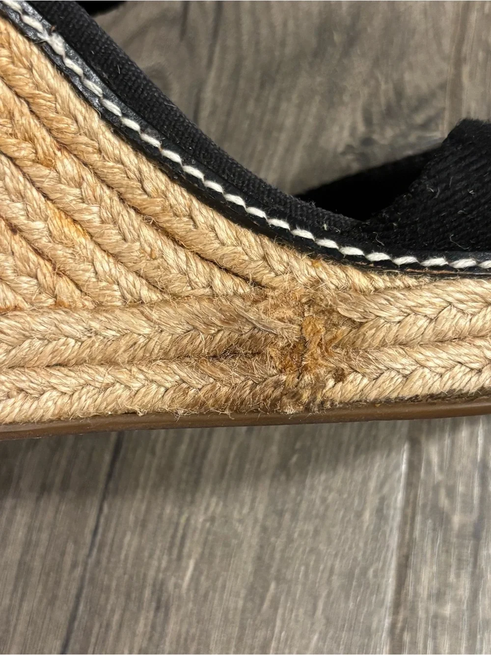 Tory Burch Adonis Elastic High Wedge 4.5”Espadrilles Black Womens size 11B ISSUE